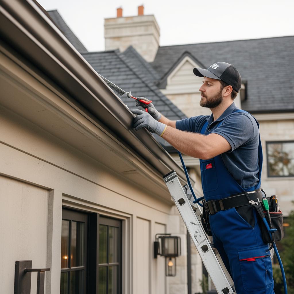 Johnson Gutter technician installing a seamless gutter